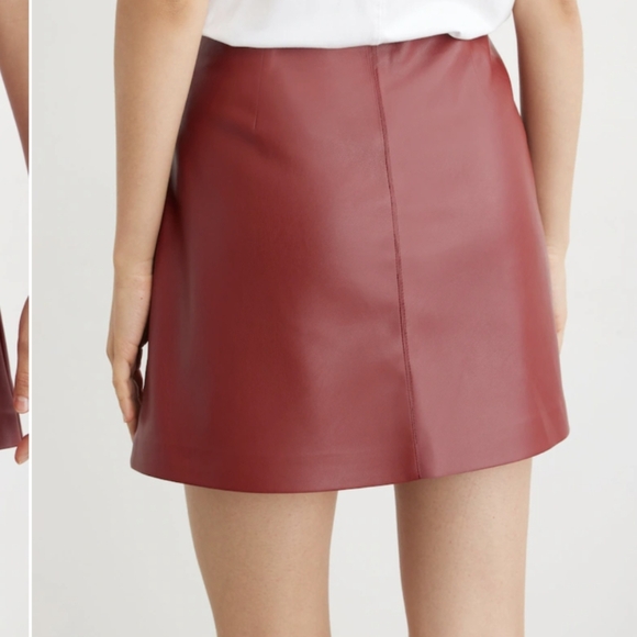 Dynamite Deep Red Leather Mini Skirt - Picture 4 of 9